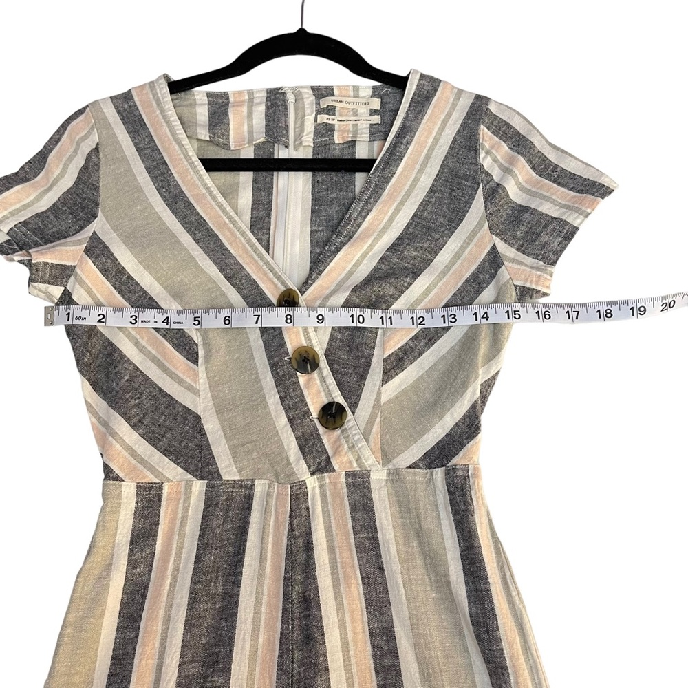 Urban Outfitters Linen striped surplice button Jumpsuit womens size XS - Picture 7 of 16